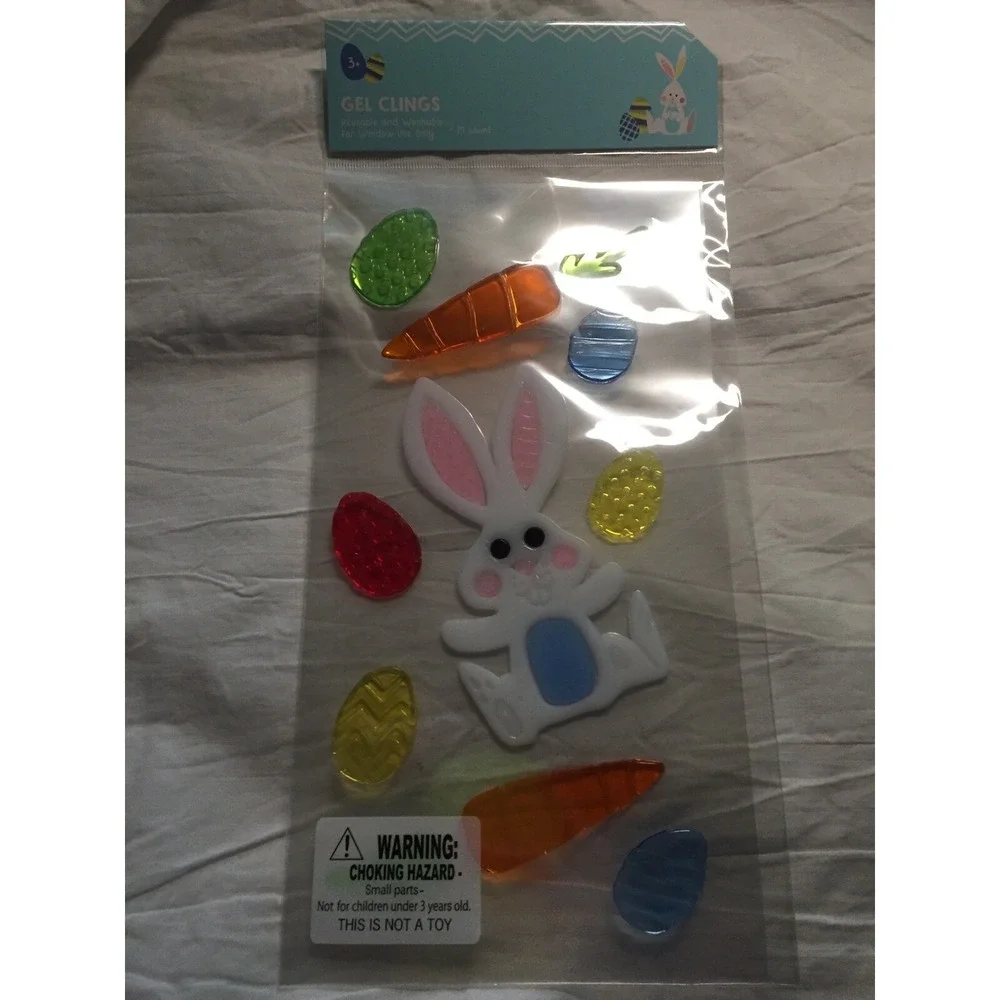 NEW EASTER Spring Summer Bunny Rabbit Eggs Window Gel Clings Decorations 19 pcs!